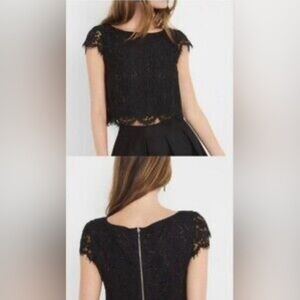 White House Black Market Sleeveless Lace Crop Blouse